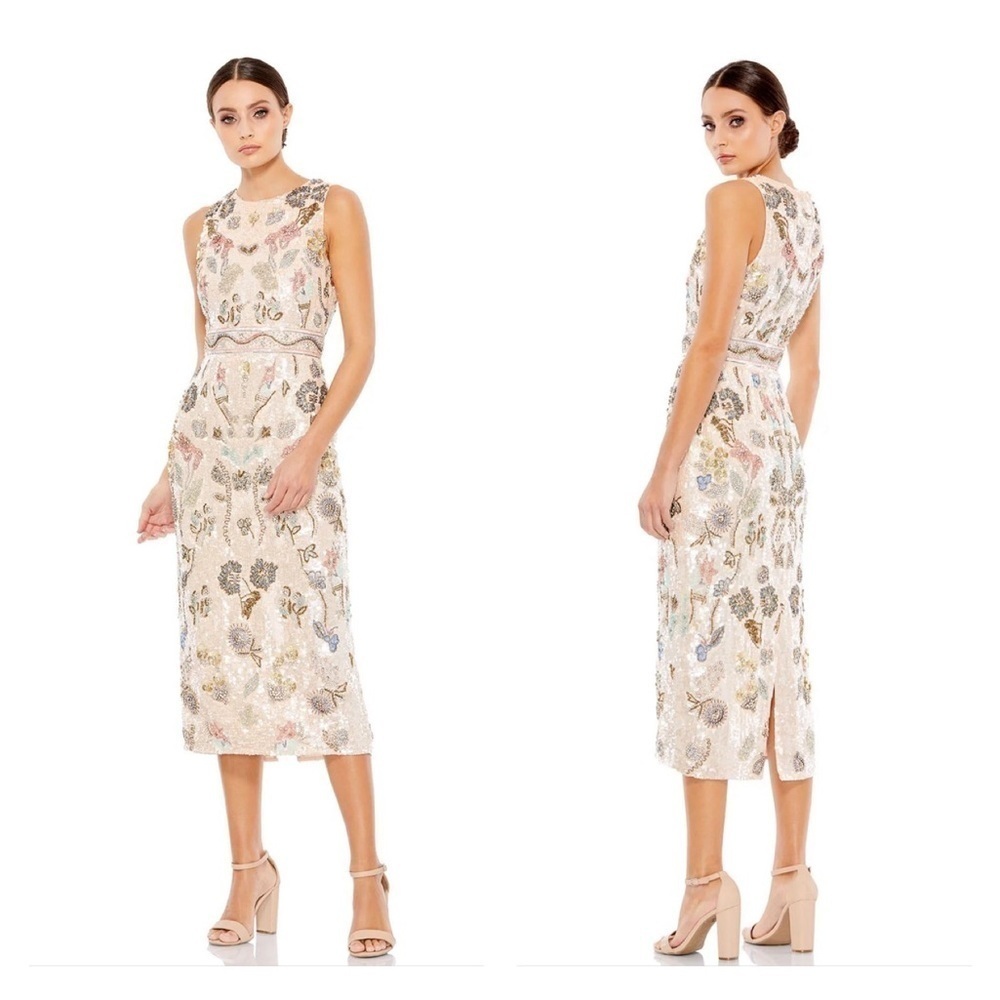 Mac Duggal 93535 NWT Evening Sequin/Beaded Floral Midi
